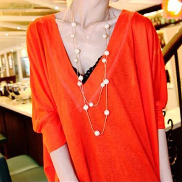 SOLD OUT Classy Long Pearl Like Chain Necklace - Picture 7 of 8